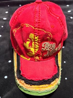 NWT Bob Marley Red Distressed Trucker Hat Collectible